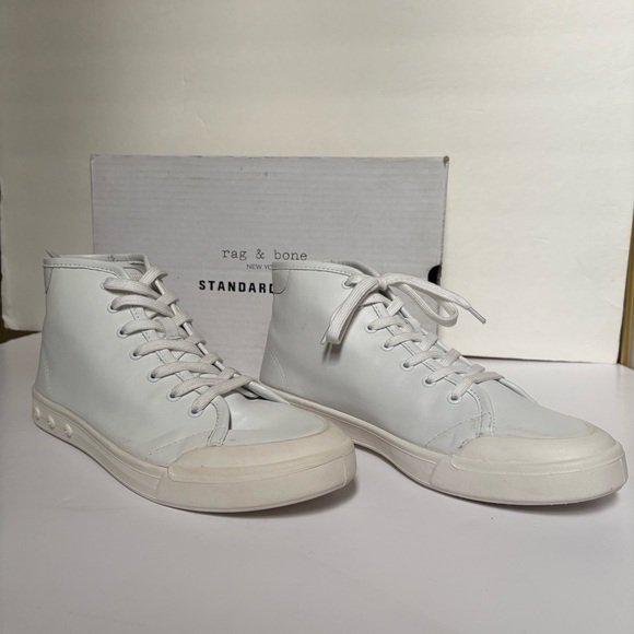 Rag & Bone Standard Issue High Top White Leather Sneaker NIB Size 43/10